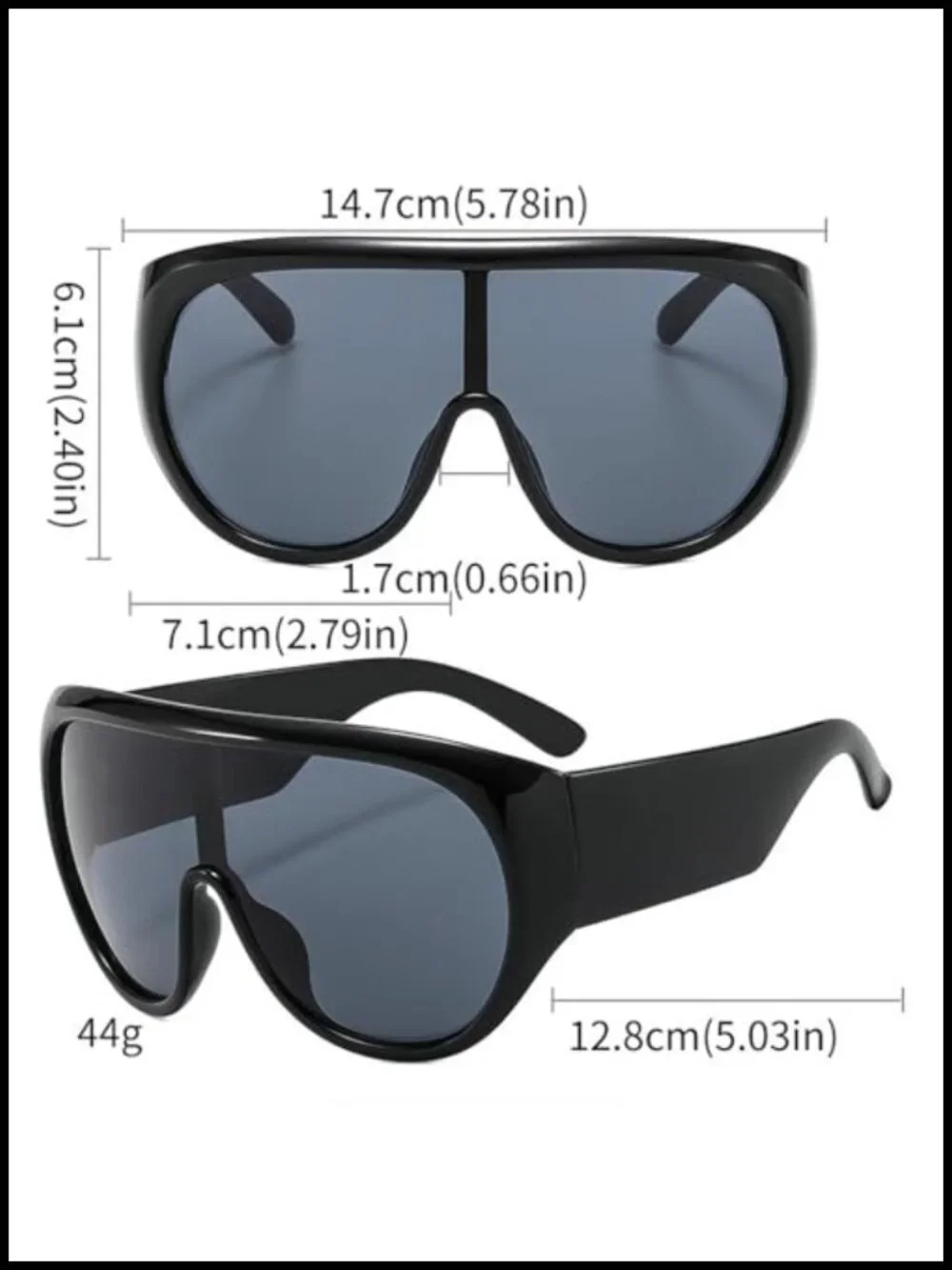 Oversized Aviator Sunglasses Full Frame Shield UV400 Protection